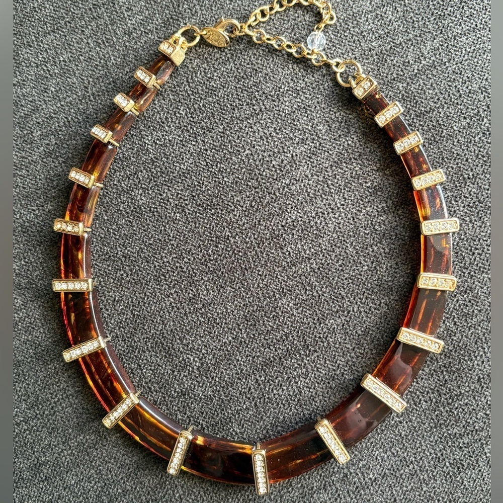 Kiam Family Faux Tortoiseshell Lucite Choker Collar Necklace Lia Sophia Preowned
